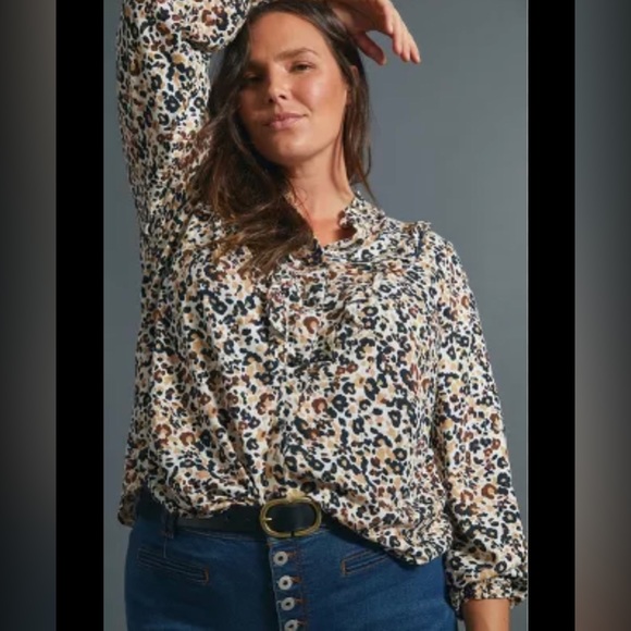 Maeve Tops - Anthropologie Maeve Katia Ruffled Button Front Blouse Size 14